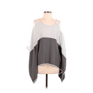 Lafayette 148 New York Women's Silk Gray Striped Poncho Blouse, Sz Small